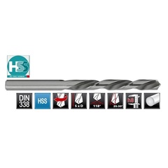 Сверло по металлу ц/х 2,5x57/30мм (LH-Левостороннее) DIN338 h8 5xD HSS-G 135° H-Tools 1720-1025