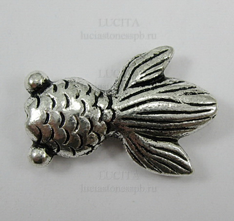 Бусина металлическая "Рыбка" 24х17 мм (цвет - античное серебро) ()