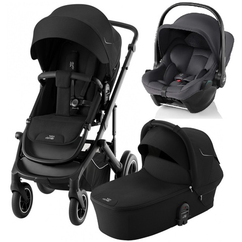 Комплект 3в1 коляска Smile 5Z Classic|Space Black + BABY-SAFE CORE Midnight Grey