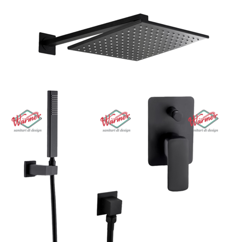 Душевой набор Warmer Black Line FL Cube 30039005-12D