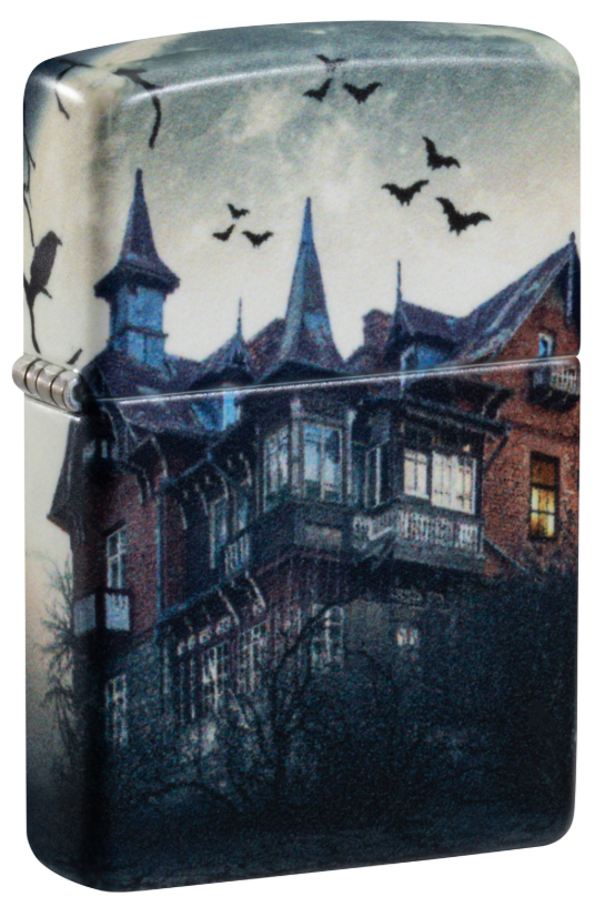 Зажигалка ZIPPO Horror House с покрытием 540 Matte, латунь/сталь, белая, 38x13x57 мм