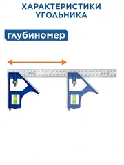 Угольник КОБАЛЬТ с уровнем 300 мм, нерж.сталь (243-479)