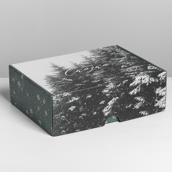 Коробка сборная одиночная Прямоугольник, «Зимняя сказка», 30*22*9 см