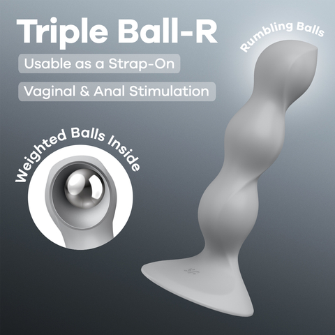 Стимулятор с тремя металличискими шариками в стволе SF Triple Ball-R (серый)