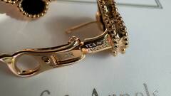 Серьги клевер на английском замке VCA качество yellow VGOLD