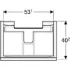 Geberit Acanto 500.614.JL.2 Тумба под раковину, 59.5x53.5x41.6см,песчаный глянец / матовый песочно-серый, песчаный глянец / глянцевое стекло