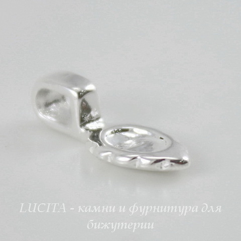 Бейл с площадкой "Листик" 16х6 мм (цвет - серебро)