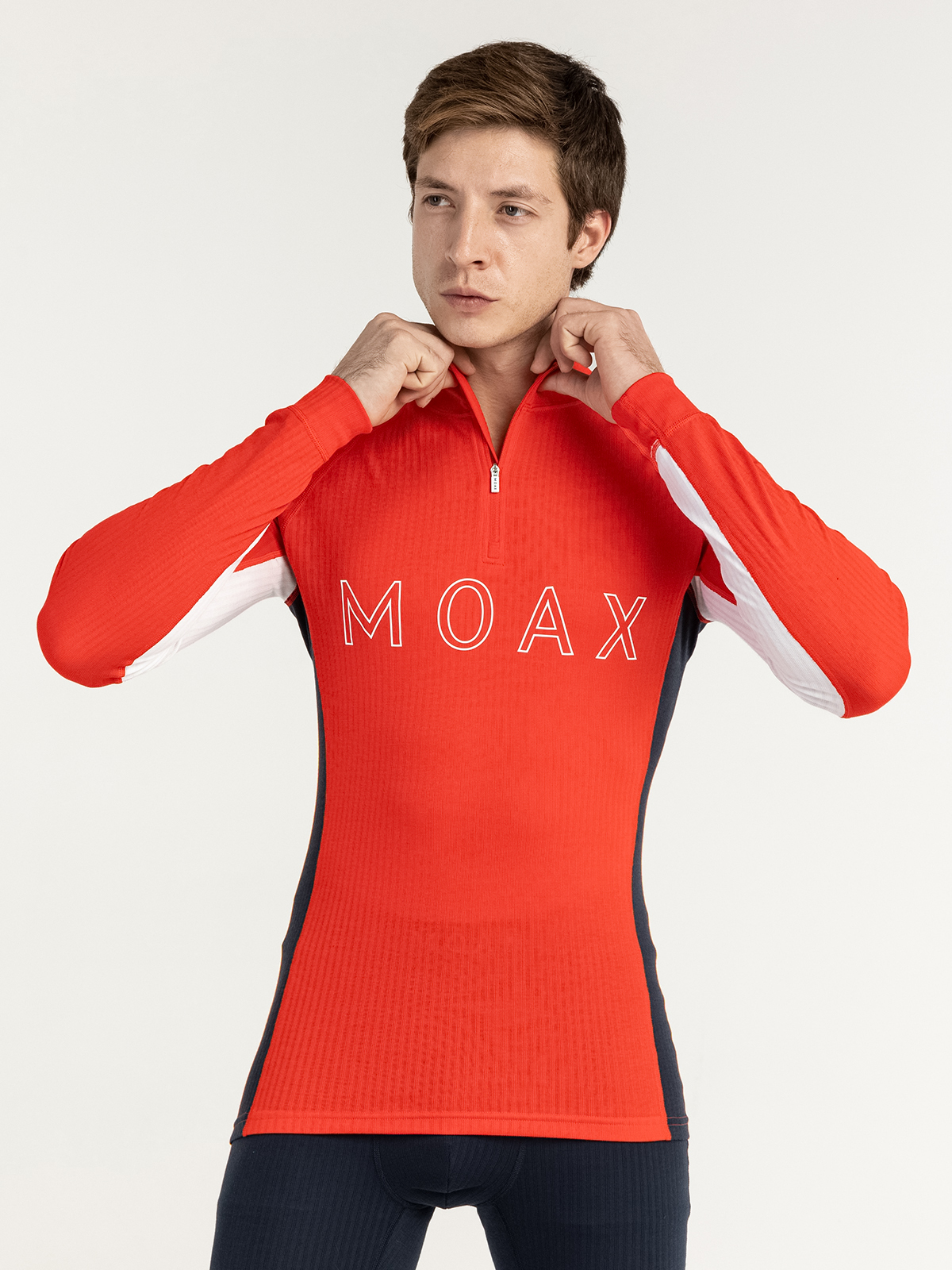 Мужской комплект термобелья с воротником Moax Race красно-синий - 4