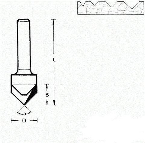 711678 Фреза (D): 12,7 mm (B): 12,7 mm (L): 44 mm (A): 60° (754087) Хвостовик 8 mm