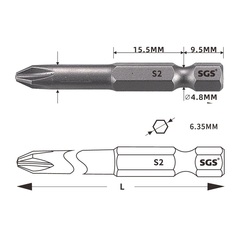 Бита PH0 х70мм S2 1шт SGS 6370-3.0-PH0