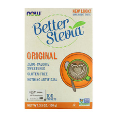 Now Foods, Original Better Stevia, подсластитель, не содержащий калорий, 100 пакетиков, 100 г (3,5 унции)