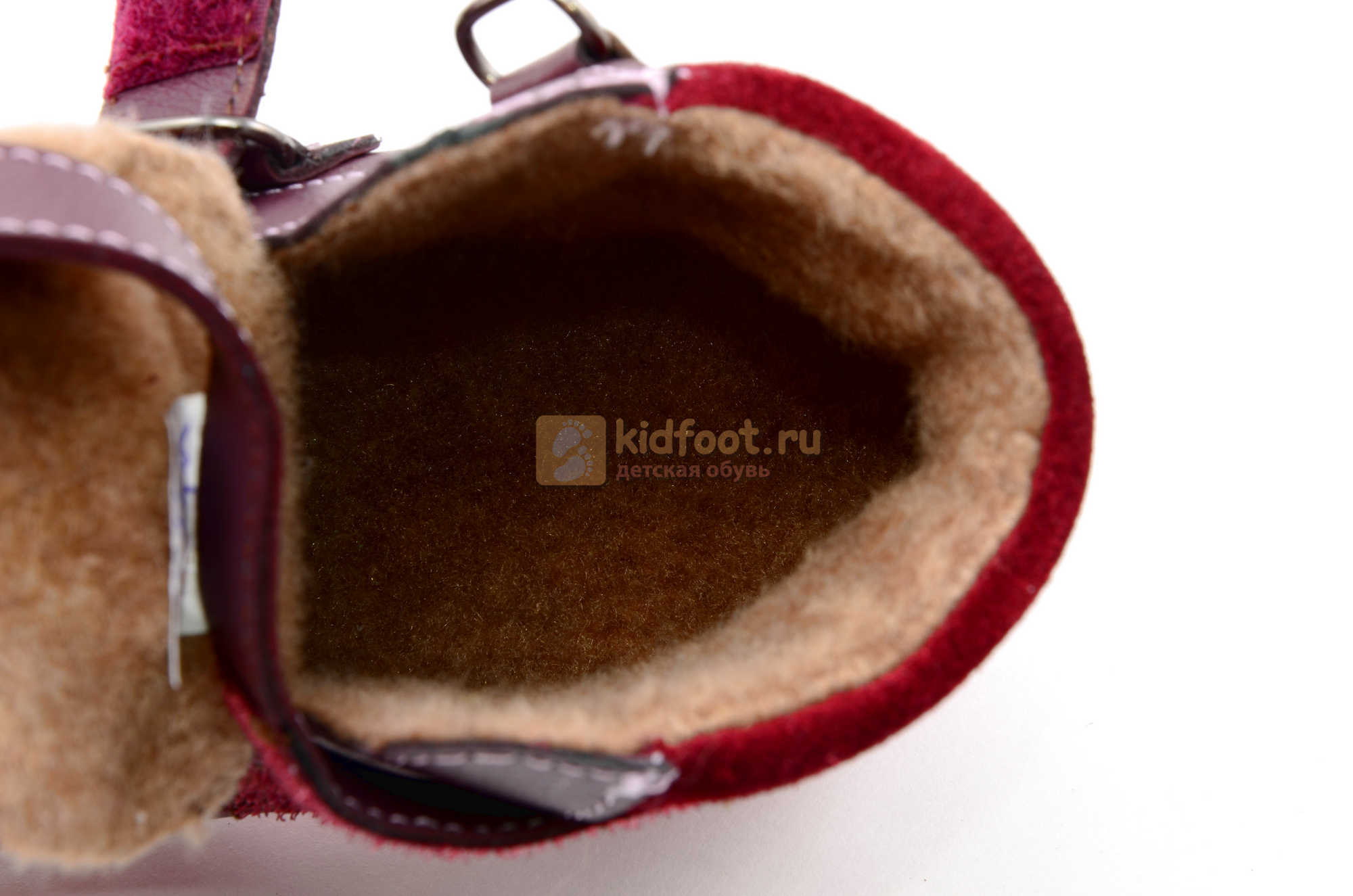 Ботинки для девочек Лель (LEL) из натуральной кожи на байке на липучках цвет бордо