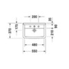 Duravit Starck 3 301550000 Раковина подвесная узкая 550х370 мм. с переливом, с 1 отв под смеситель, цвет белый