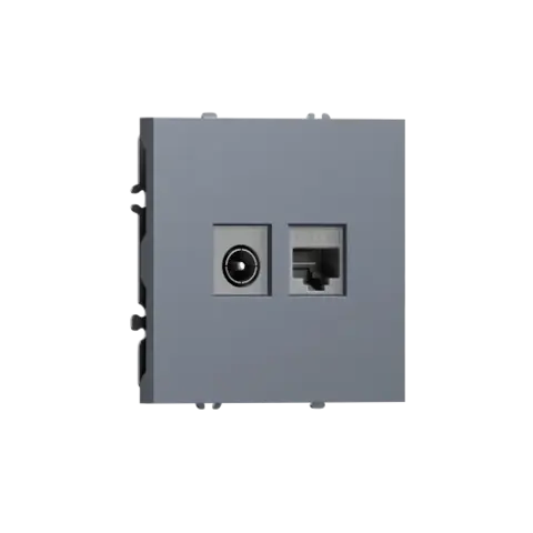 Розетка комбинированная RJ45/TV cat.6, ClassE-8/0-2400 МГц, сталь DONEL S08