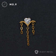 Pendant Rain Heart Crystal PVD Yellow