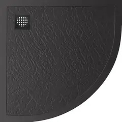 BelBagno TRAY-MR-UNO-R-90-550-35-NERO-NO Поддон из искусственного мрамора в комплекте с сифоном с чёрной матовой декоративной накладкой, чёрный фото