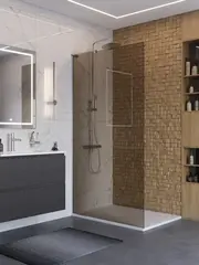 BelBagno UNO-L-1-TB-100-BR-Cr Душевая перегородка универсальная с односторонним входом, стекло бронза, профиль хром, 1000x2000 мм фото