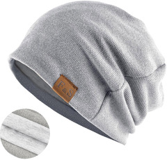 Шапка длинная с подкладкой Skully Loose Knitted Hat light grey