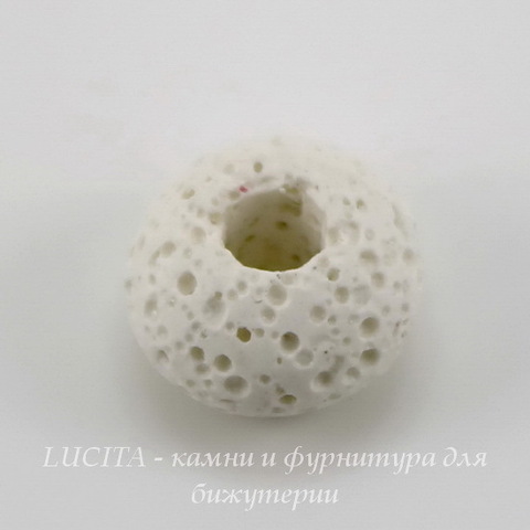 Бусина Лава, рондель, цвет - белый, 15х9 мм