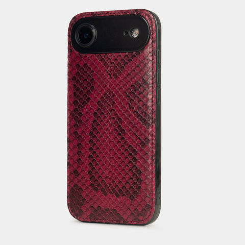 Чехол-накладка для iPhone 17 Air - кожа питона, малина