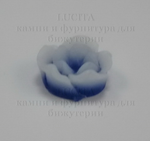 Кабошон акриловый двухцветный синий 13х6 мм ()