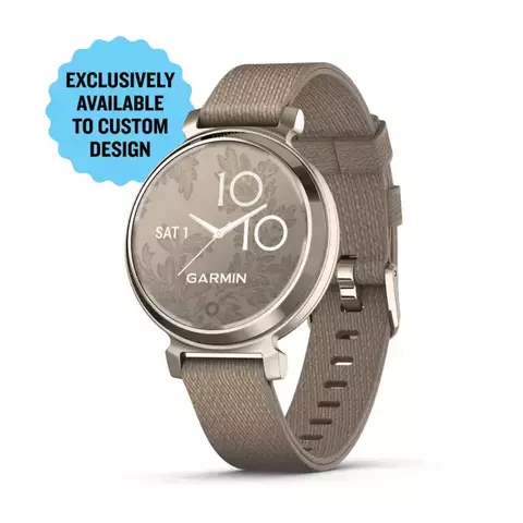 Garmin Lily 2 — Cream Gold with Coffee Nylon Band