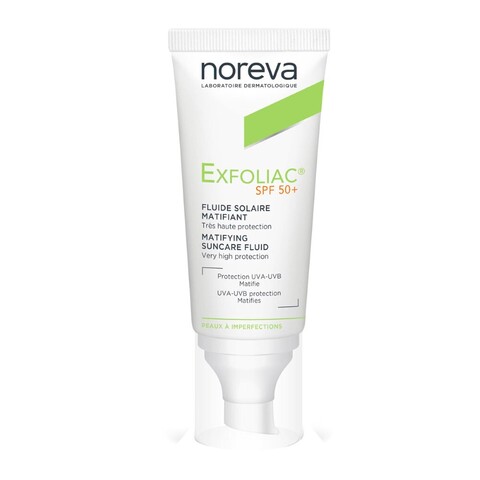 Матирующий солнцезащитный флюид Noreva Exfoliac Fluide SPF 50+ 40 мл