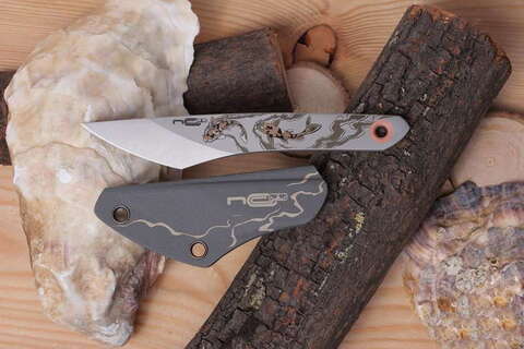 Нож KOI beadblast Red,  AUS-8, N.C.Custom