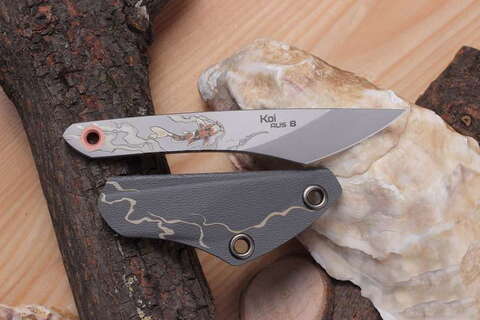 Нож KOI beadblast Red,  AUS-8, N.C.Custom