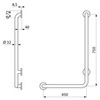 Delabie 5070GP2 Угловая ручка ?32  750 х 450, глянцевая нержав. сталь