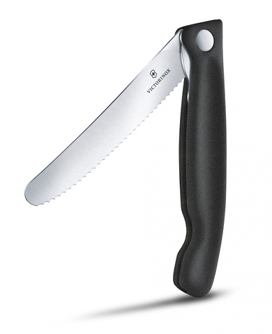 Нож кухонный складной Victorinox Classic, 110 mm, Wavy Edge, Black (6.7833.FB)