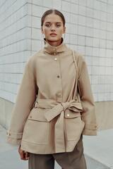 ZARA ТРЕНЧ С ВОРОТНИКОМ-СТОЙКОЙ И ПОЯСОМ, РЫЖЕВАТО-КОРИЧНЕВЫЙ