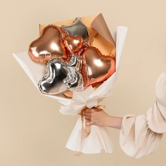 Шар К 5''/13 см, Мини-сердце, Розовое Золото, 5 шт.