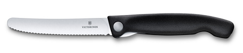 Нож кухонный складной Victorinox Classic, 110 mm, Wavy Edge, Black (6.7833.FB)