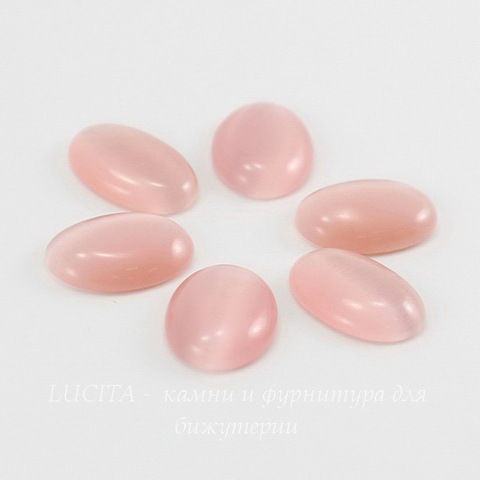 Кабошон овальный Кошачий глаз розовый, 14х10 мм ()