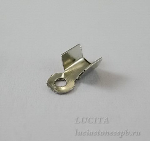 Концевик обжимной для шнура 2 мм, 6х3 мм (цвет - никель), 20 штук ()