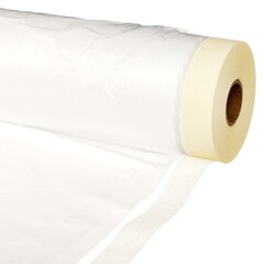 Пленка защитная с клейкой малярной лентой, прозрачная, HDPE, рулон 1,5х25м, толщина 8мкм (РемоКолор) 09-0-015