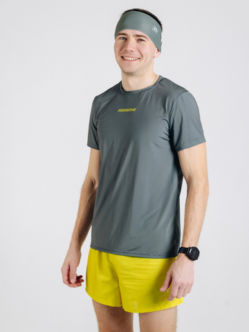 Спортивная тренировочная футболка Noname Miler T-Shirt SS 25 UX grey-yellow