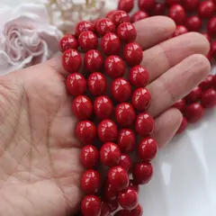 Майорка, овальная, красная 10*12 мм, 1 нить, МА018
