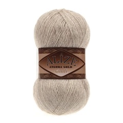 ALIZE "Angora Gold Simli", 10% мохер, 10% шерсть, 5% металлик - 75% Акрил, 100 гр, 550 м, 152 бежевый меланж