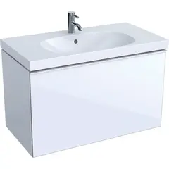 Geberit Acanto 500.612.01.2 Тумба под раковину, 89x53.5x47.5см, белый / ультраглянцевый лакированный, белый / глянцевое стекло фото
