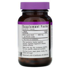 Bluebonnet Nutrition, Альфа-липоевая кислота, 600 мг, 60 растительных капсул