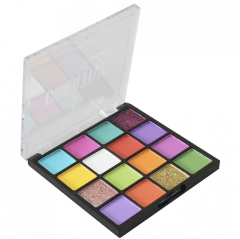 TF Палетка теней для макияжа CREATIVE PALETTE тон 04 Разноцвет.с розовым глиттером 16цветов