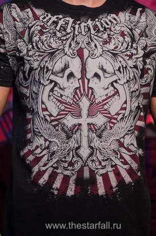 Affliction | Футболка мужская Mens Lucky Tee Black A301 принт спереди