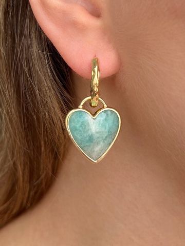 Серьги сердечки из амазонита