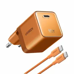 Зарядное устройство UGREEN X860 (35398) Nexode Air 65W GaN Fast Charger EU с каб, оранжевый