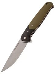Нож складной GhostBlade Rune, сталь D2, Stonewash, 58-62 HRC, Drop-point, рукоять G10 оливковая, замок Liner lock