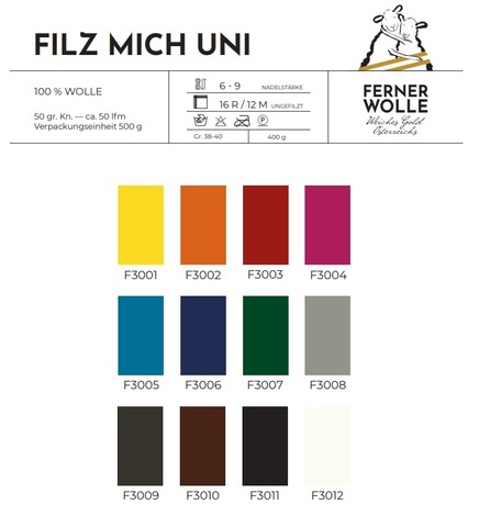Ferner Wolle Felt Wool Uni F3001