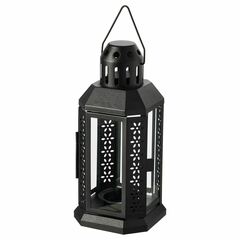 Подсвечник фонарь IKEA ENRUM (ЭНРУМ), Черный, 22 см