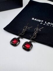 27085 -Серьги YSL в черном родаже с квадратной подвеской